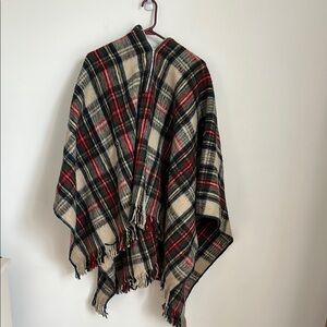 Plaid Fringe Poncho vintage